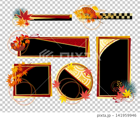 Autumn Japanese-style maple leaf decorative frame Autumn Japanese-style maple leaf decorative frame 141959946