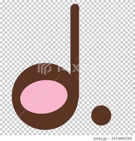 ピンクの符頭に付点を添えた手描き風の四分音符 ピンクの符頭に付点を添えた手描き風の四分音符 141960589