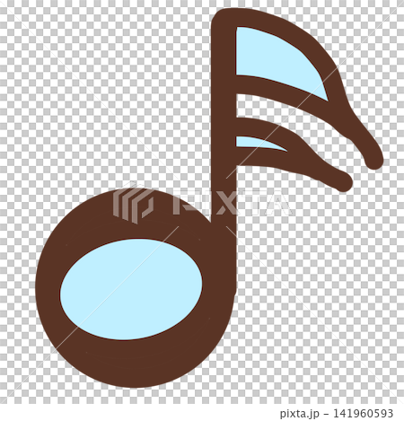 A refreshing, hand-drawn style sixteenth note with a light blue notehead. A refreshing, hand-drawn style sixteenth note with a light blue notehead. 141960593