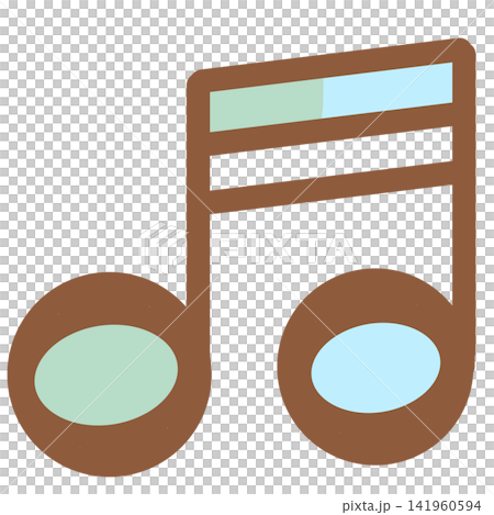 A hand-drawn style sixteenth note with mint and light blue noteheads. A hand-drawn style sixteenth note with mint and light blue noteheads. 141960594