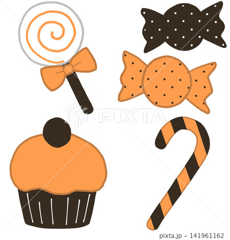 ハロウィンのお菓子のイラストセット ハロウィンのお菓子のイラストセット 141961162