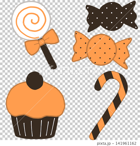 ハロウィンのお菓子のイラストセット ハロウィンのお菓子のイラストセット 141961162