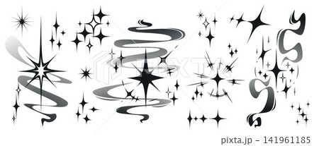 Y2K star icons with sparkling light rays Y2K star icons with sparkling light rays 141961185