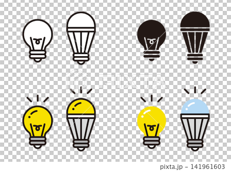 LED燈泡圖示。用LED燈泡替換傳統白熾燈泡。與照明和節能相關的插圖。 LED燈泡圖示。用LED燈泡替換傳統白熾燈泡。與照明和節能相關的插圖。 141961603