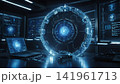 top view of computer security concept with tablet pc and security on screen on screen 141961713