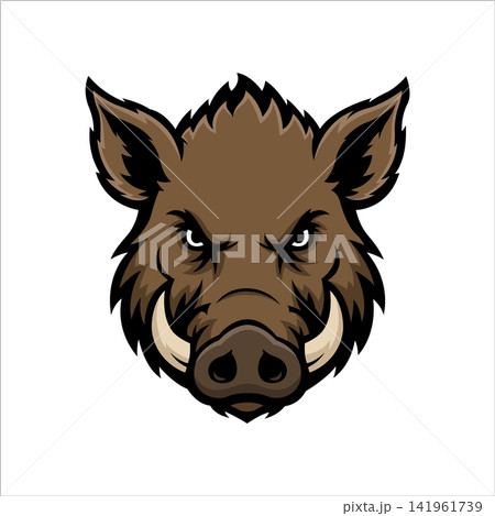 boar mascot logo vector illustration design template simple and modern style 141961739