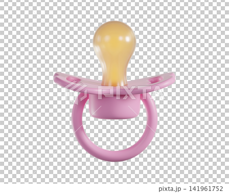 3d Pink Baby Pacifier with silicone nipple, isolated on background. Infant soother dummy in soft pastel colors. 3d render 3d Pink Baby Pacifier with silicone nipple, isolated on background. Infant soother dummy in soft pastel colors. 3d render 141961752