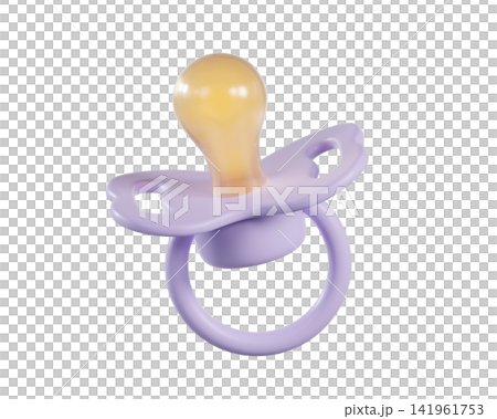 3d Purple Baby Pacifier with silicone nipple, isolated on background. Infant soother dummy for newborn care, baby hygiene and parenting concept. 3d render 3d Purple Baby Pacifier with silicone nipple, isolated on background. Infant soother dummy for newborn care, baby hygiene and parenting concept. 3d render 141961753