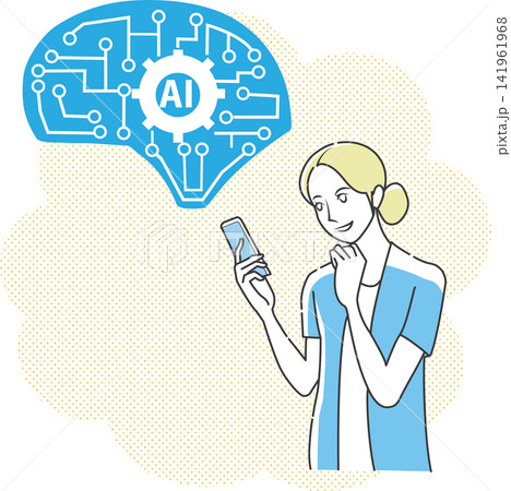 スマホでAIを操作する女性 141961968