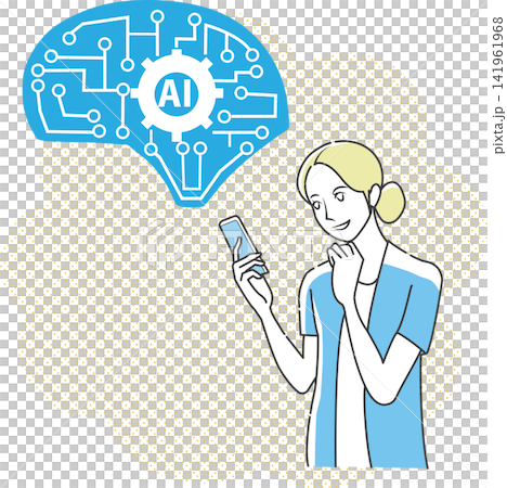 スマホでAIを操作する女性 141961968