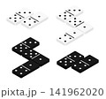 Set of white and black domino dice. Cartoon isometric vector isolated on white background 141962020
