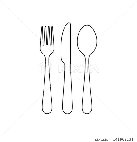 cutlery outline fork knife and spoon on white background kitchen dining utensils set cutlery outline fork knife and spoon on white background kitchen dining utensils set 141962131