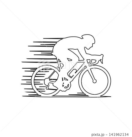 cyclist racing outline icon man riding bicycle fast illustration 141962134