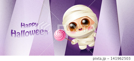 Cute Halloween Vector Collection with Ghost Skeleton Vampire and Mummy Characters 141962503