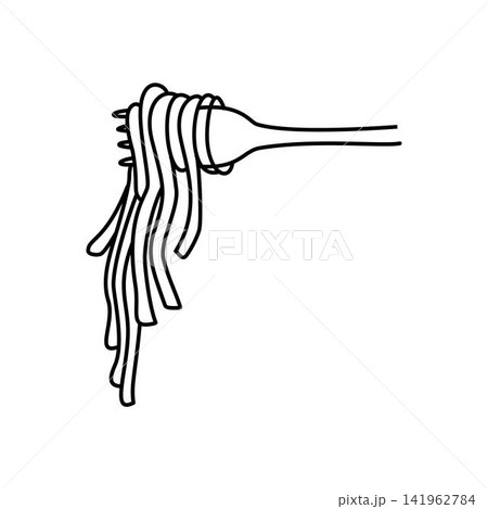 spaghetti pasta swirled on a fork outline spaghetti pasta swirled on a fork outline 141962784