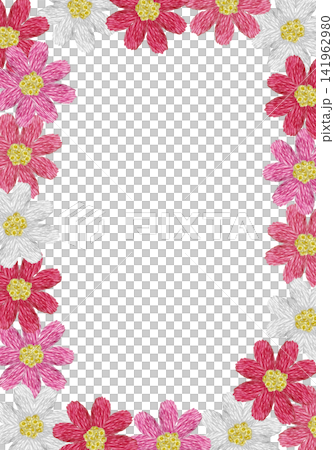 【波斯菊豎框】手工刺繡插畫素材 【波斯菊豎框】手工刺繡插畫素材 141962980