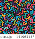 Colorful Doodle Confetti Dark Seamless Pattern 141963137
