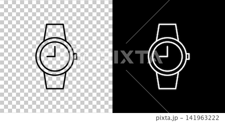 Watch icon. Black and white monochrome vector illustration set. Watch icon. Black and white monochrome vector illustration set. 141963222