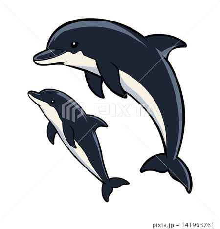 Dolphin mascot logo illustration design template 141963761