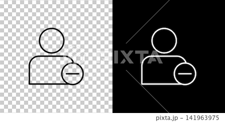 An icon representing the concept of unfollowing a user. A set of monochrome vector illustrations in black and white. An icon representing the concept of unfollowing a user. A set of monochrome vector illustrations in black and white. 141963975