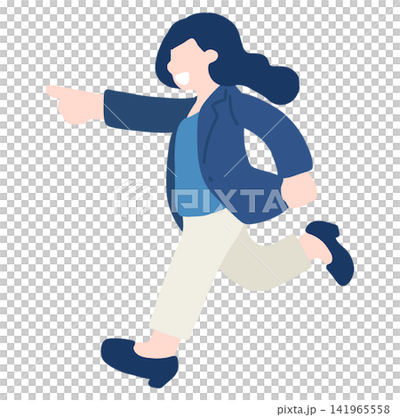 一幅女性商務人士奔跑的扁平化插畫。 一幅女性商務人士奔跑的扁平化插畫。 141965558