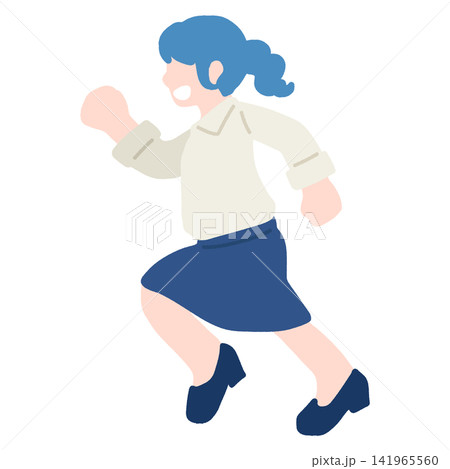 走るビジネスパーソン[女性]のフラットなイラスト 141965560