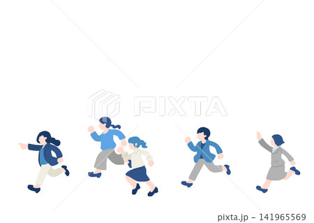 走るビジネスパーソン[女性]のフラットなイラスト（セット） 141965569