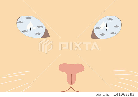orange cat with fish in its eyes orange cat with fish in its eyes 141965593