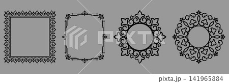 Set of decorative frames Elegant vector element for design in Eastern style, place for text. Floral black and gray frames. Lace illustration for invitations and greeting cards Set of decorative frames Elegant vector element for design in Eastern style, place for text. Floral black and gray frames. Lace illustration for invitations and greeting cards 141965884