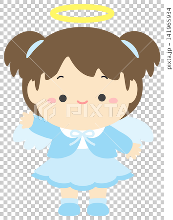 Vector illustration of a child dressed as an angel for Halloween. Vector illustration of a child dressed as an angel for Halloween. 141965934