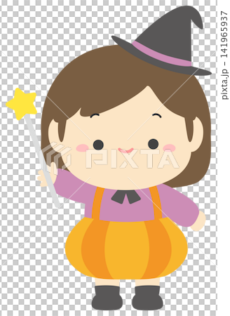 ハロウィンの仮装した子供のベクターイラスト 141965937