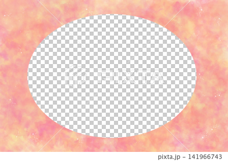 Orange, pink, and yellow watercolor oval frame 141966743