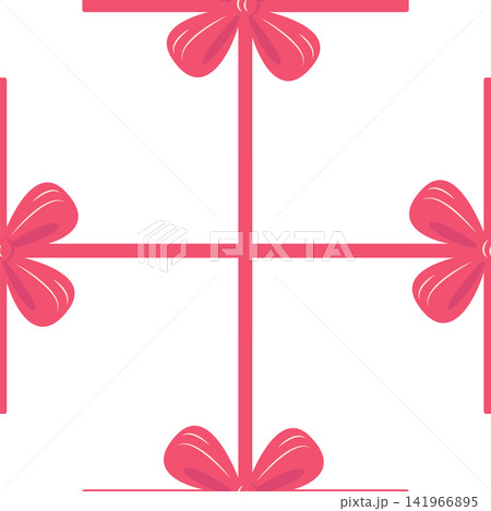 Red bow on gift wrapping, seamless pattern. Argyle cute diamond pattern with bows Red bow on gift wrapping, seamless pattern. Argyle cute diamond pattern with bows 141966895