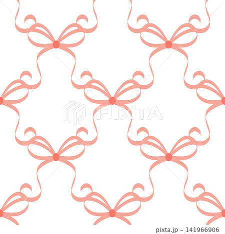 Seamless pattern with pink bows. Hairstyles, hair, festive gift wrapping Seamless pattern with pink bows. Hairstyles, hair, festive gift wrapping 141966906
