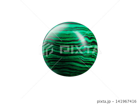 Polished Malachite Sphere on White Background Polished Malachite Sphere on White Background 141967416