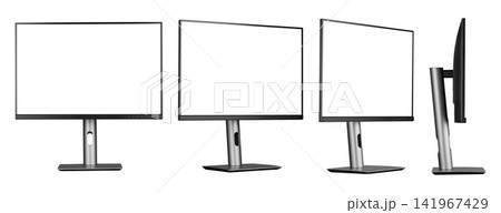 Computer monitor set from different angles isolated on white background mock up Computer monitor set from different angles isolated on white background mock up 141967429