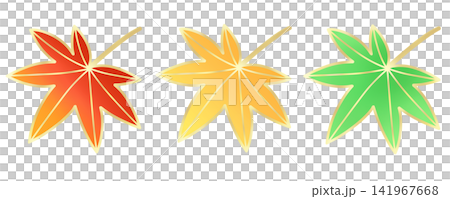 一套精美的秋葉插畫,飾以金色邊框 / 紅色、黃色、綠色 一套精美的秋葉插畫,飾以金色邊框 / 紅色、黃色、綠色 141967668