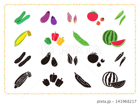 かわいい夏野菜イラストセット かわいい夏野菜イラストセット 141968217