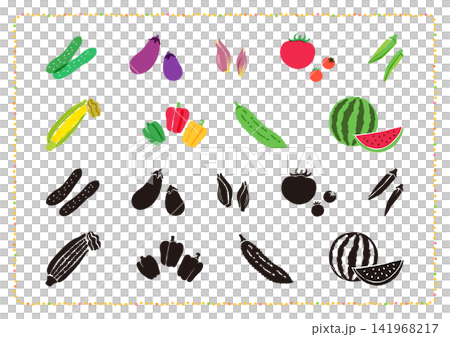 かわいい夏野菜イラストセット かわいい夏野菜イラストセット 141968217