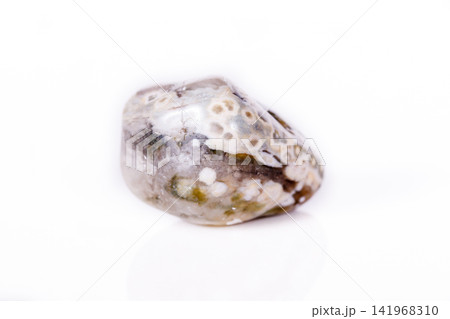Macro mineral stone Jasper oceanic on a white background Macro mineral stone Jasper oceanic on a white background 141968310