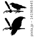 human skeleton hand with raven bird and antique feather pen black and white vector design 141968445