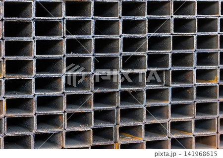 Stacked Rectangular Metal Tubes in Geometric Arrangement Stacked Rectangular Metal Tubes in Geometric Arrangement 141968615