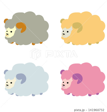 可愛い動物のアイコンセット　年賀状用素材 141968732