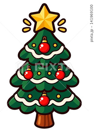 red christmas tree with snow 141969100