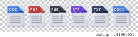 3D Document File Format Icons Set 3D Document File Format Icons Set 141969653