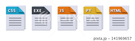3D Programming Language and Code File Icons Set 141969657