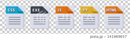 3D Programming Language and Code File Icons Set 141969657