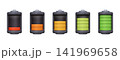 3D Battery Level Icons Set, Charge Level Collection 141969658
