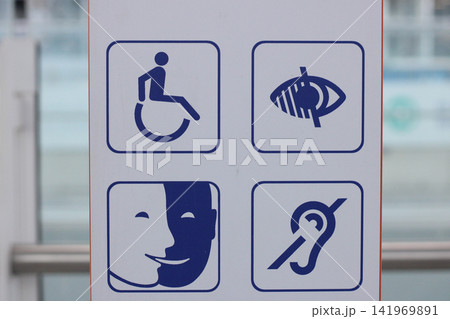 Accessibility information signs for public transportation users Accessibility information signs for public transportation users 141969891