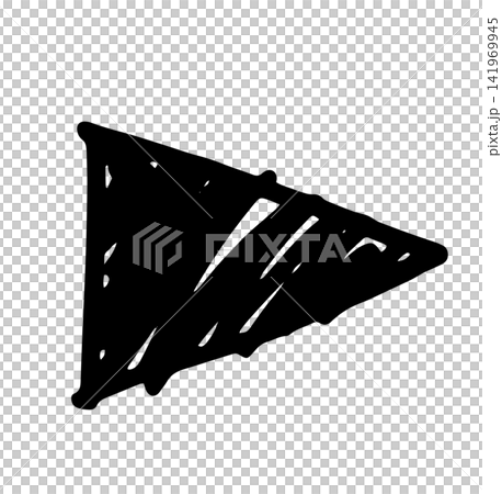 A hand-drawn style play button-like triangular arrow A hand-drawn style play button-like triangular arrow 141969945